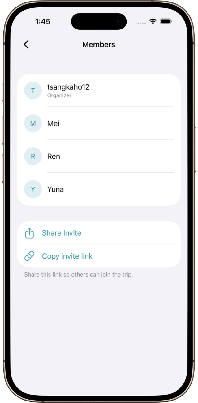 Share invite link with friends